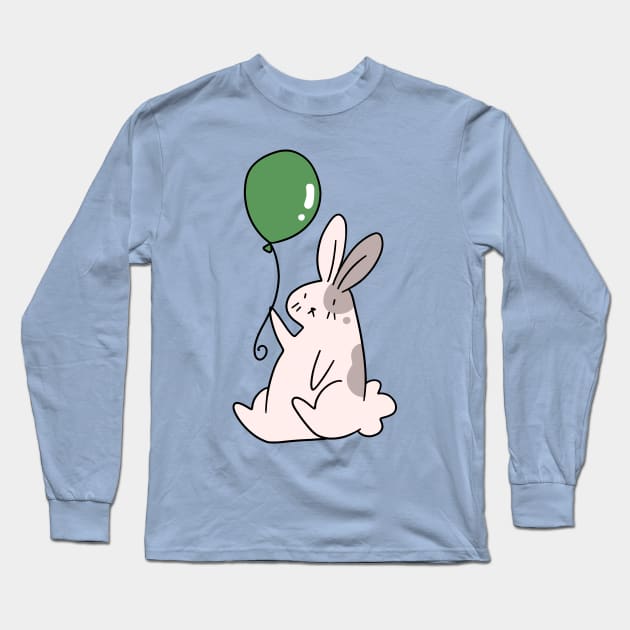 Green Balloon Bunny Long Sleeve T-Shirt by saradaboru